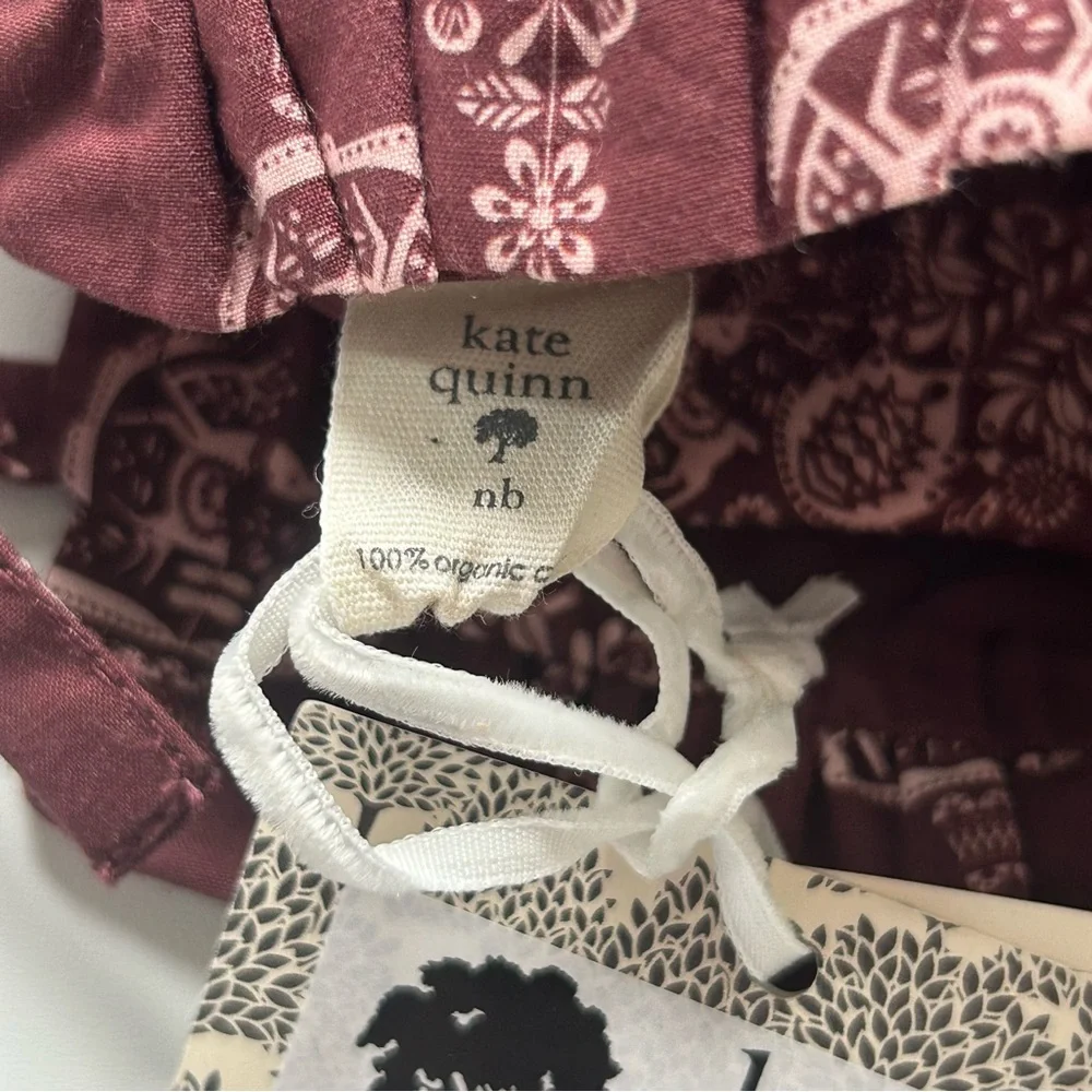NWT Kate Quinn Nordic Tree Ruffle Bonnet Newborn Organic Cotton